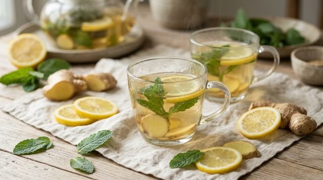 Fresh Ginger, Lemon & Mint Infusion